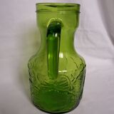 Pichet carafe à orangeade d'Italie en verre vert