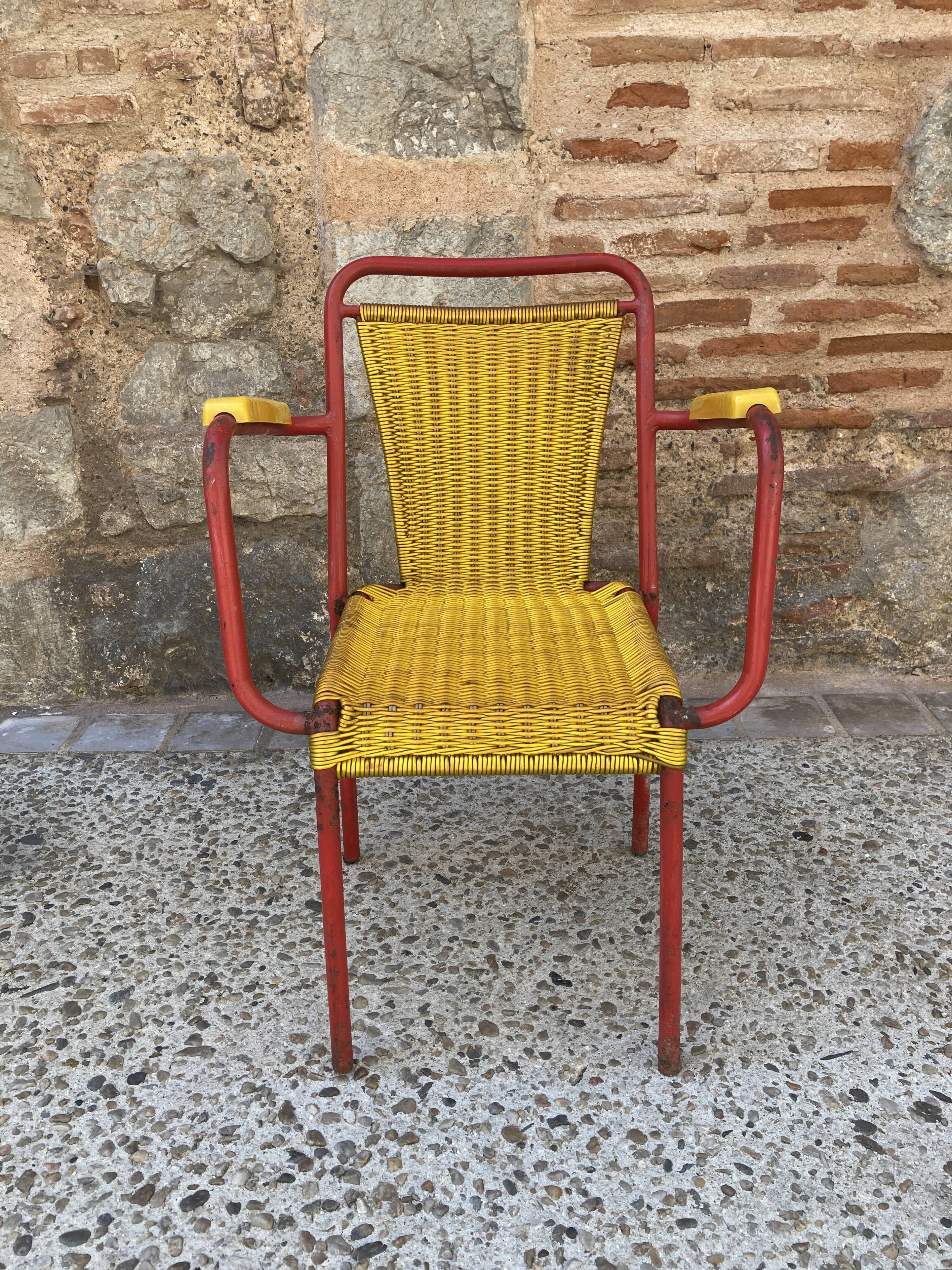 Garden armchair in scoubidou