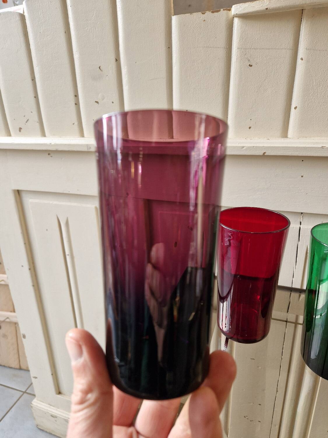 Set of 4 Large Coloured Glasses from the 1960s