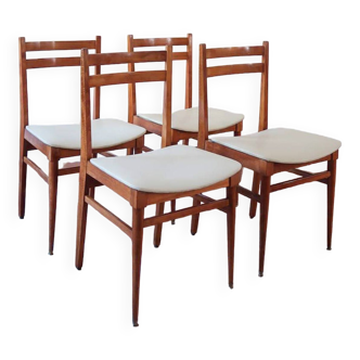 4 Scandinavian chairs 60's beige skai