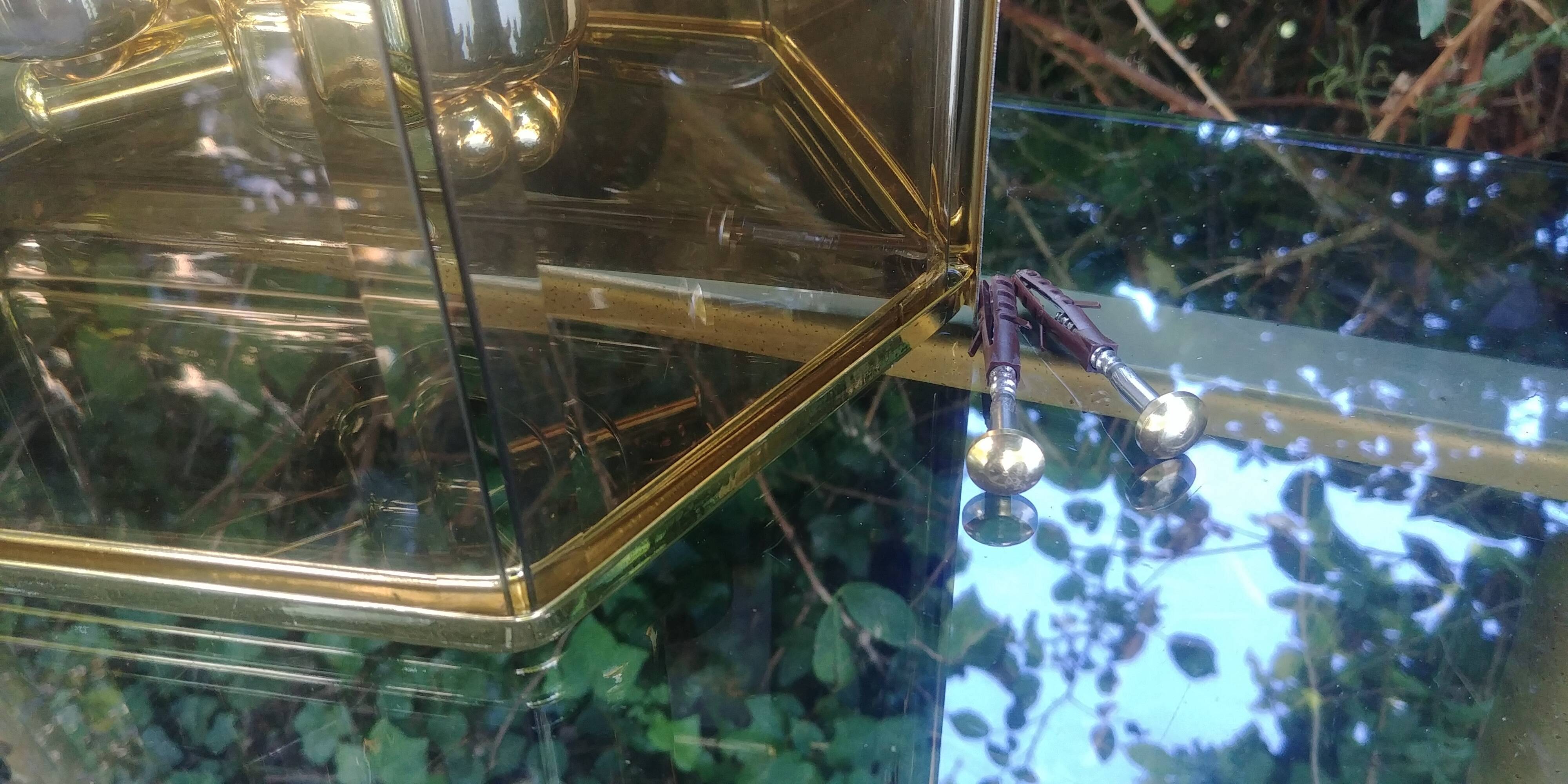 Smoked glass/brass wall lamp from holtkotter vintage 70s new