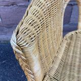 Vintage rattan gondola armchair 1980s
