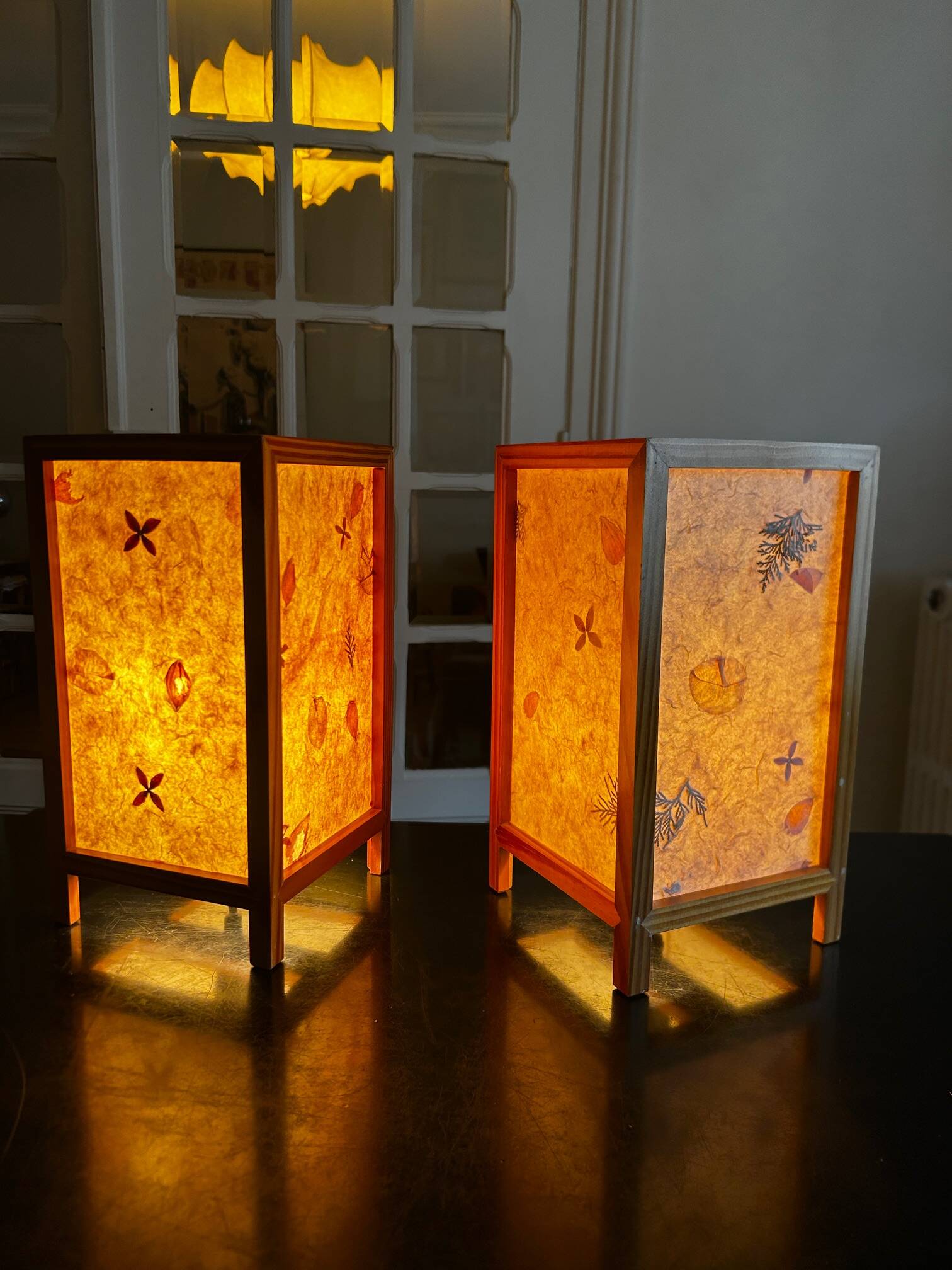 pair of dried flower lamps 1970