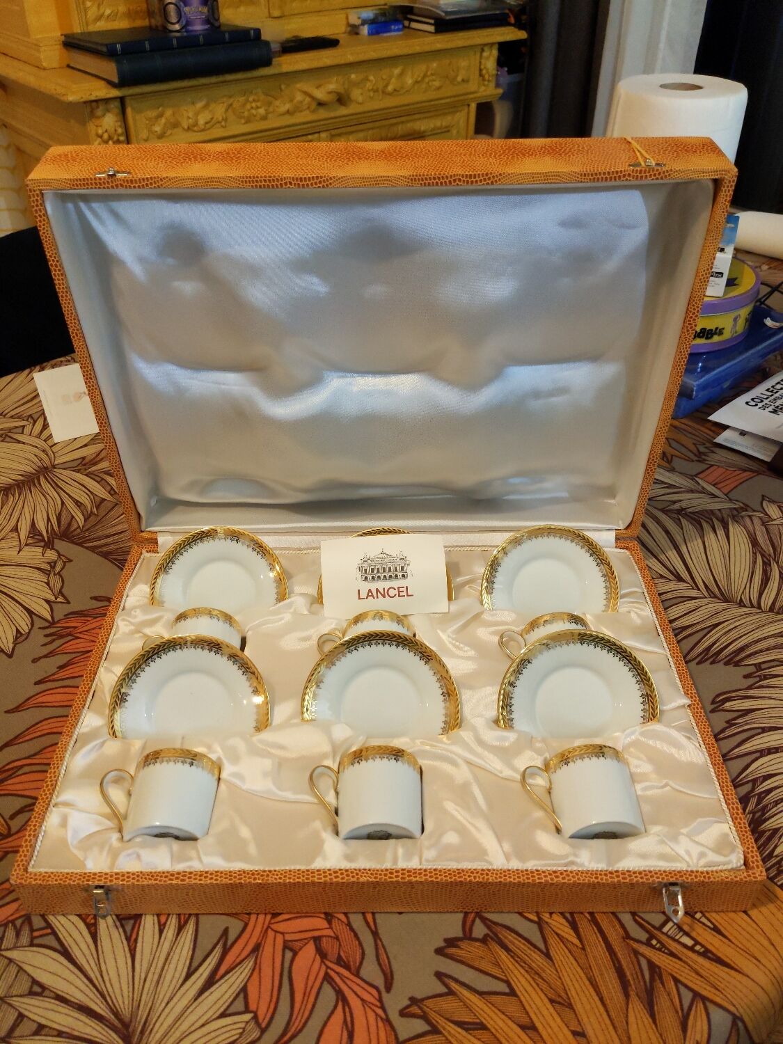 Service café fabrique royale de Limoges x6 (plates and cups) for Lansel