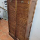 Old double curtained oak filing cabinet