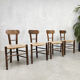 Primitive vintage rush seat straw dining chairs ‘wabi sabi’