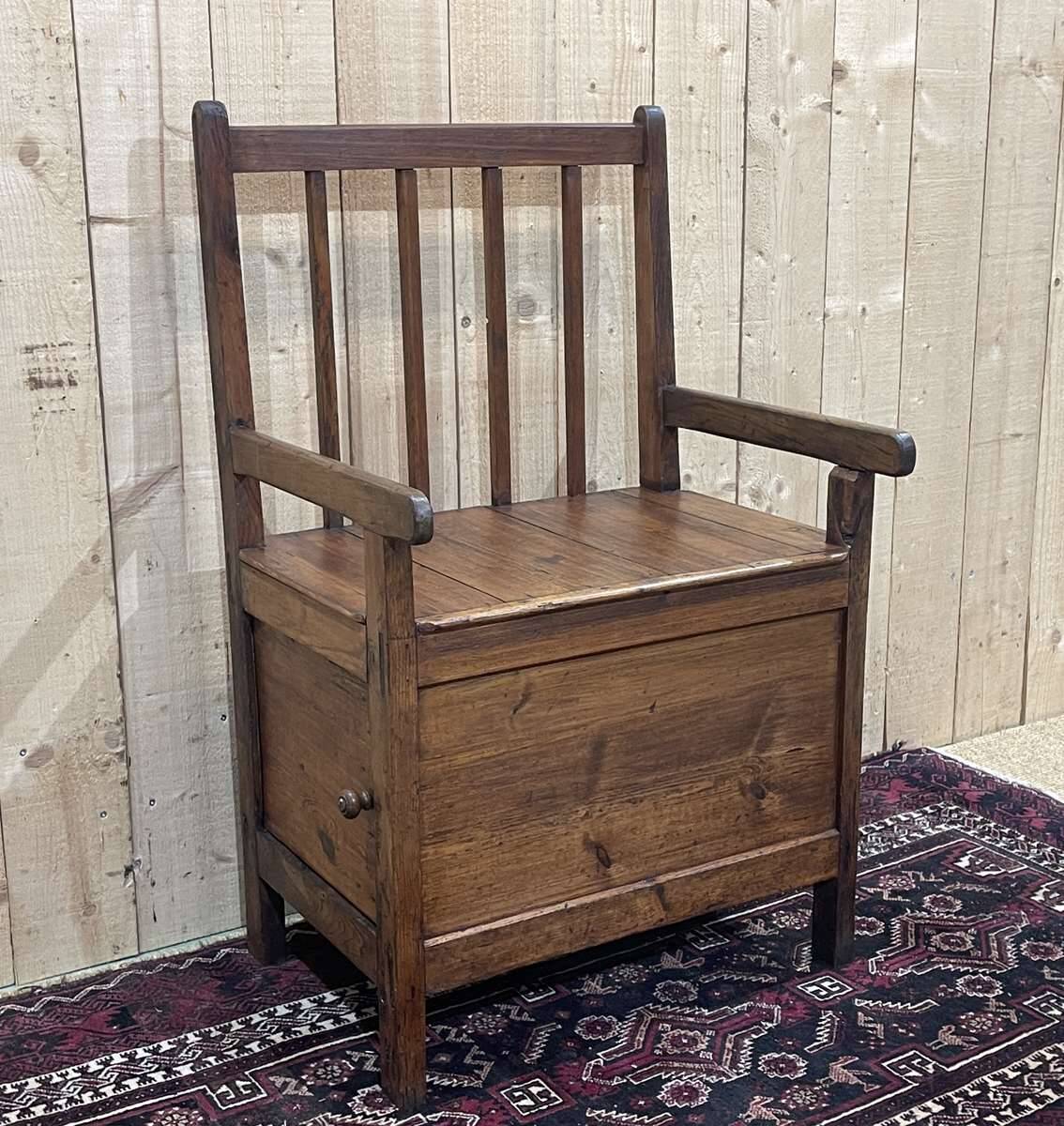Rustic fir fireplace bench early 20th century
