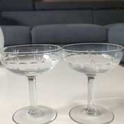 Lot of 4 Art Deco champagne coupes / Verreries de Doyen. Half crystal.