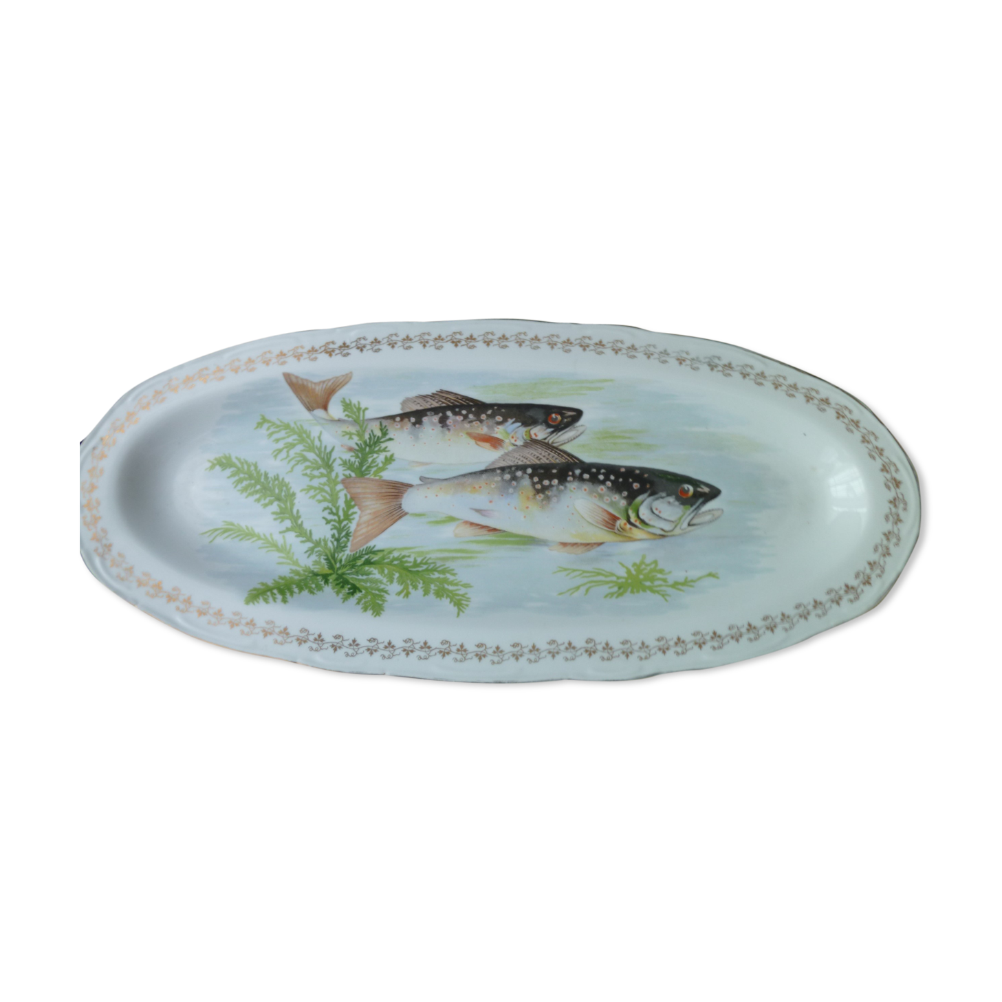 Fish dish in porcelain of France Digoin 53 cm