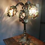 Art deco lamp, bunches of grapes in Murano glass, bronze base