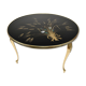 Table basse ronde verre noir fleuri structure en laiton D 60 cm vintage ⋆ Brocante Chic
