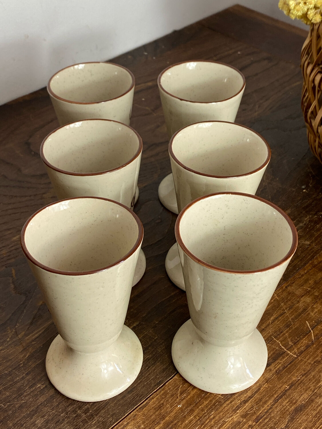 Six stoneware mazagrans