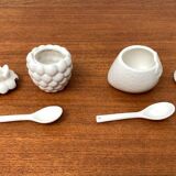 Vintage German porcelain jam pot with lid and spoon from Krömer Porzellan, 1970s, set of 2.