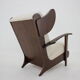 1940s large wing chair in wool boucle, restored