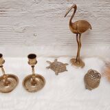 Pair chiseled brass candlesticks