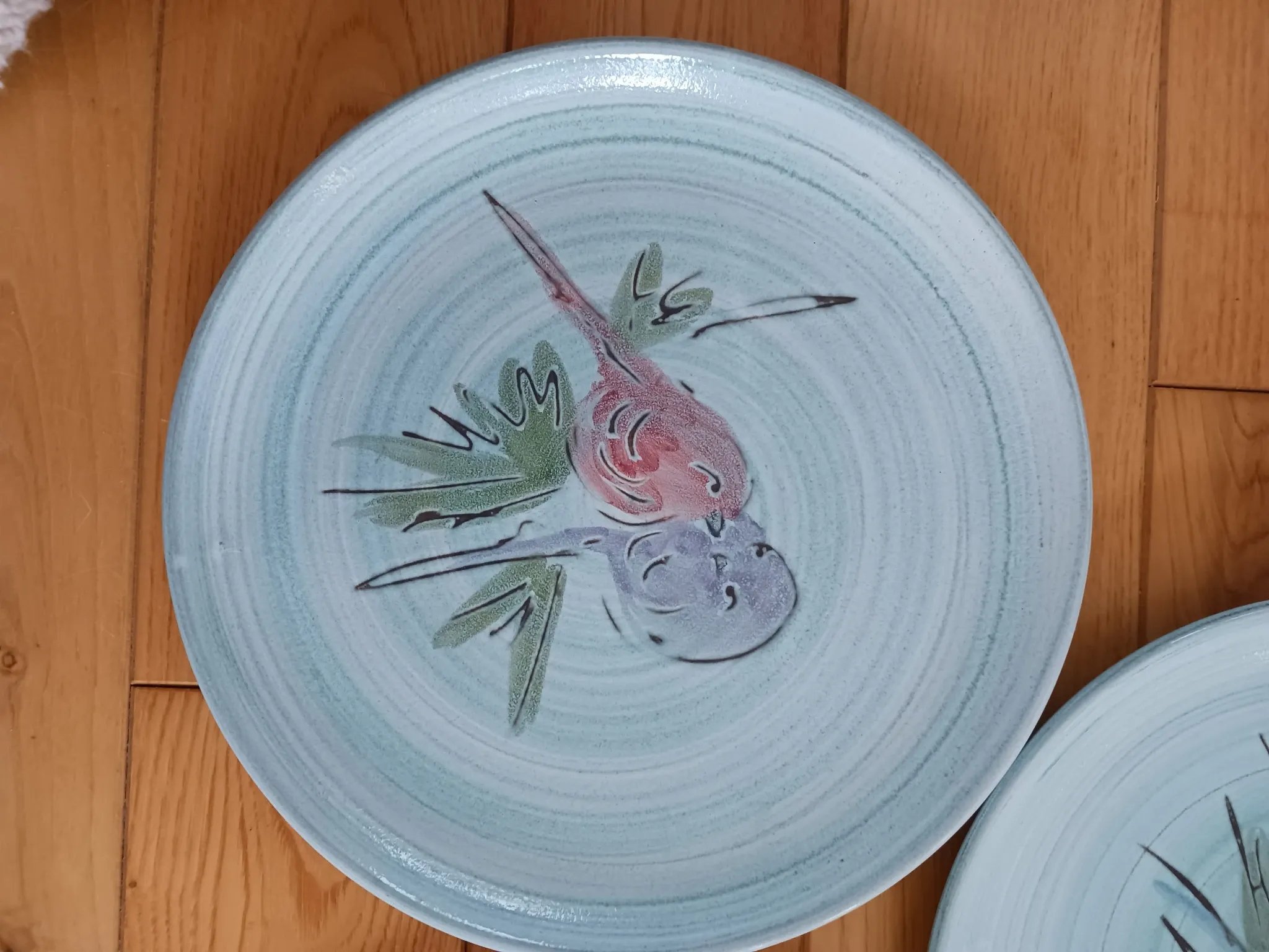 Glazed ceramic plates, signed Camos Vallauris.