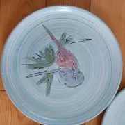 Glazed ceramic plates, signed Camos Vallauris.
