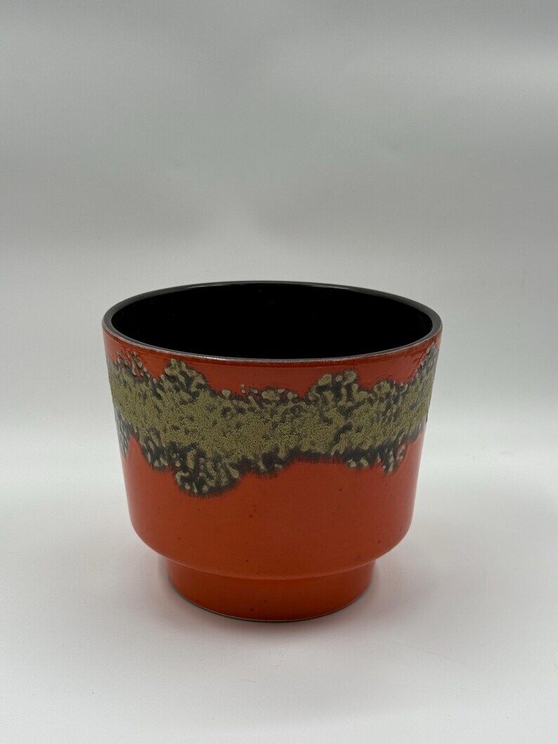 Vase Années 70 Lava Glaze Orange Brûlé