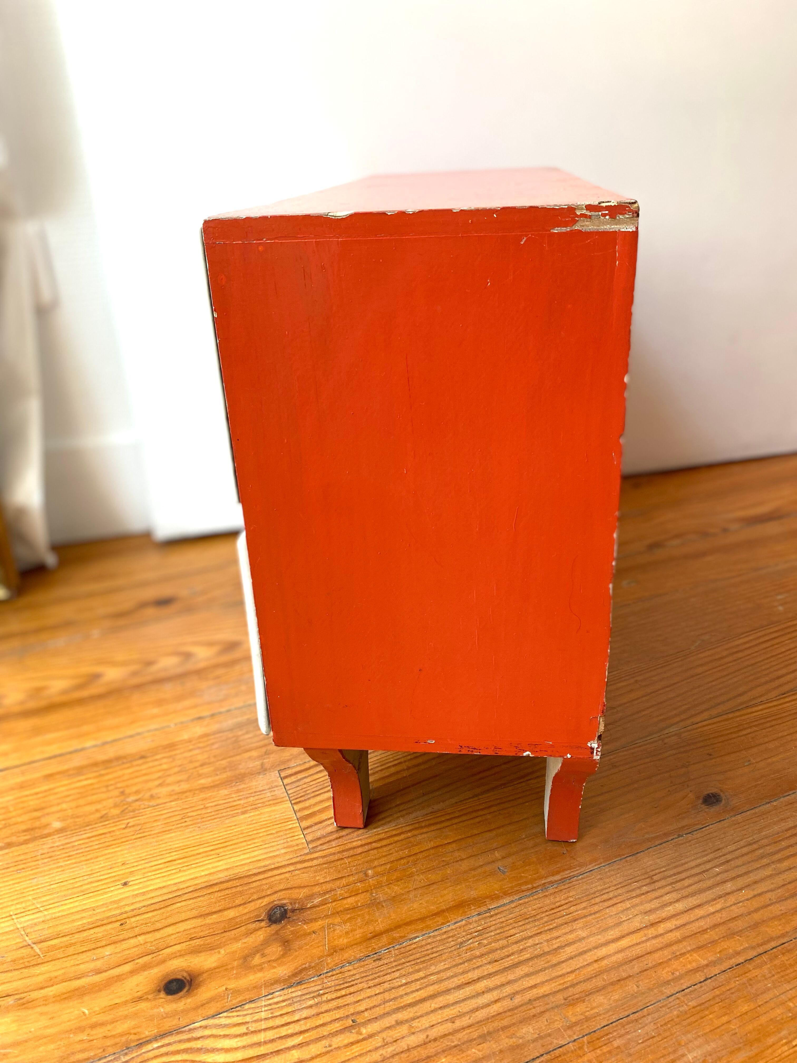 Vintage wood toy doll chest of drawers child