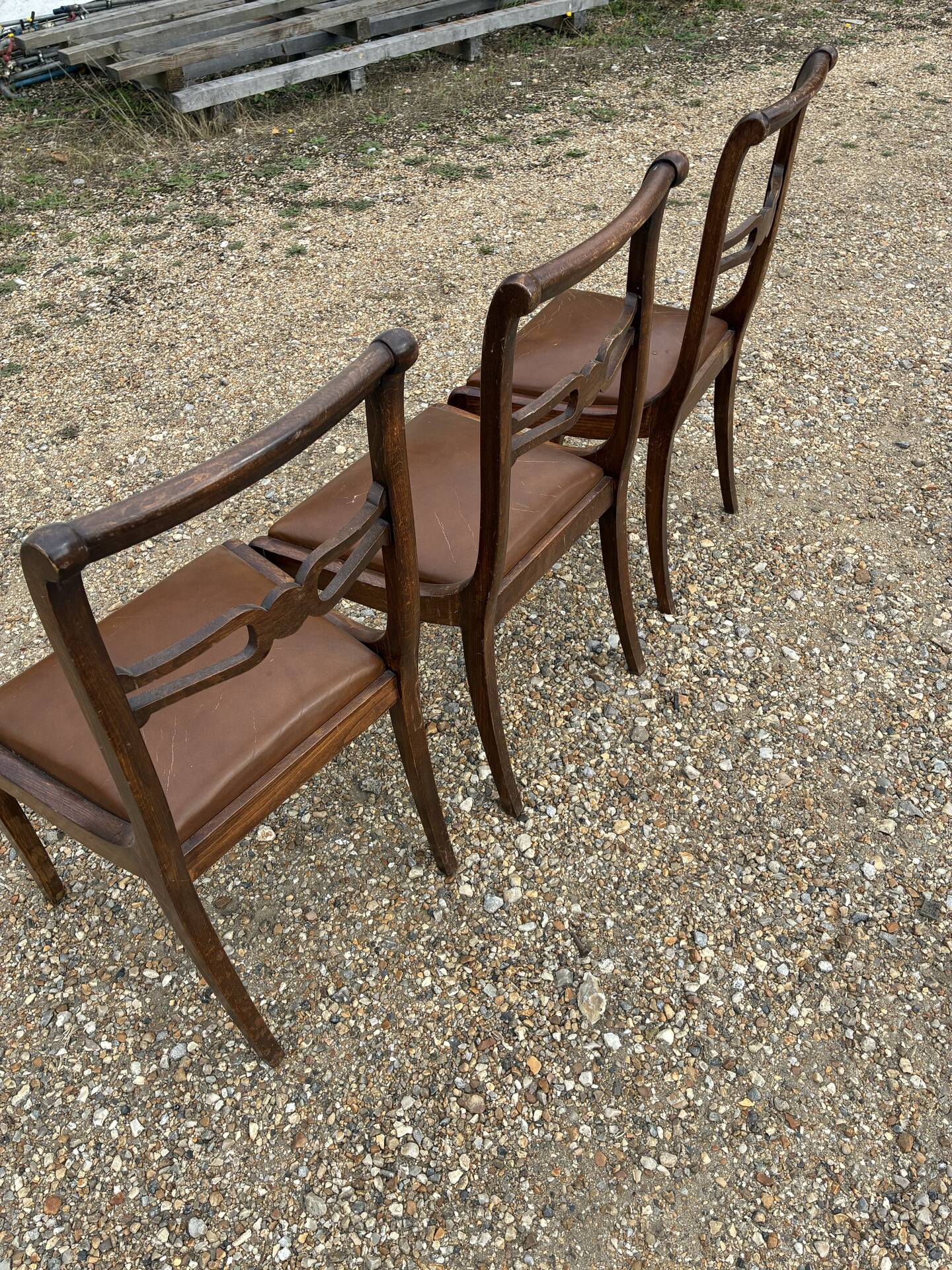 Set of 3 Regency faux leather chairs