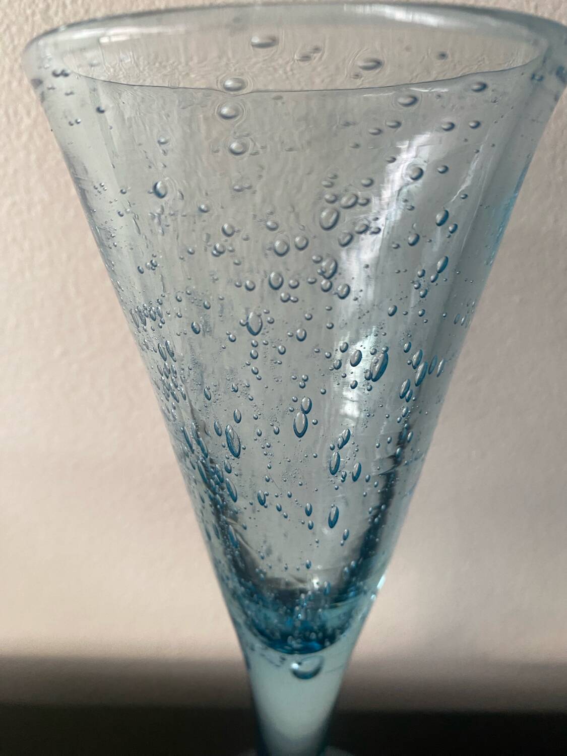 Pair of sky blue chalice or flute glasses