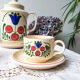 Vintage handmade earthenware coffee service for 5 people