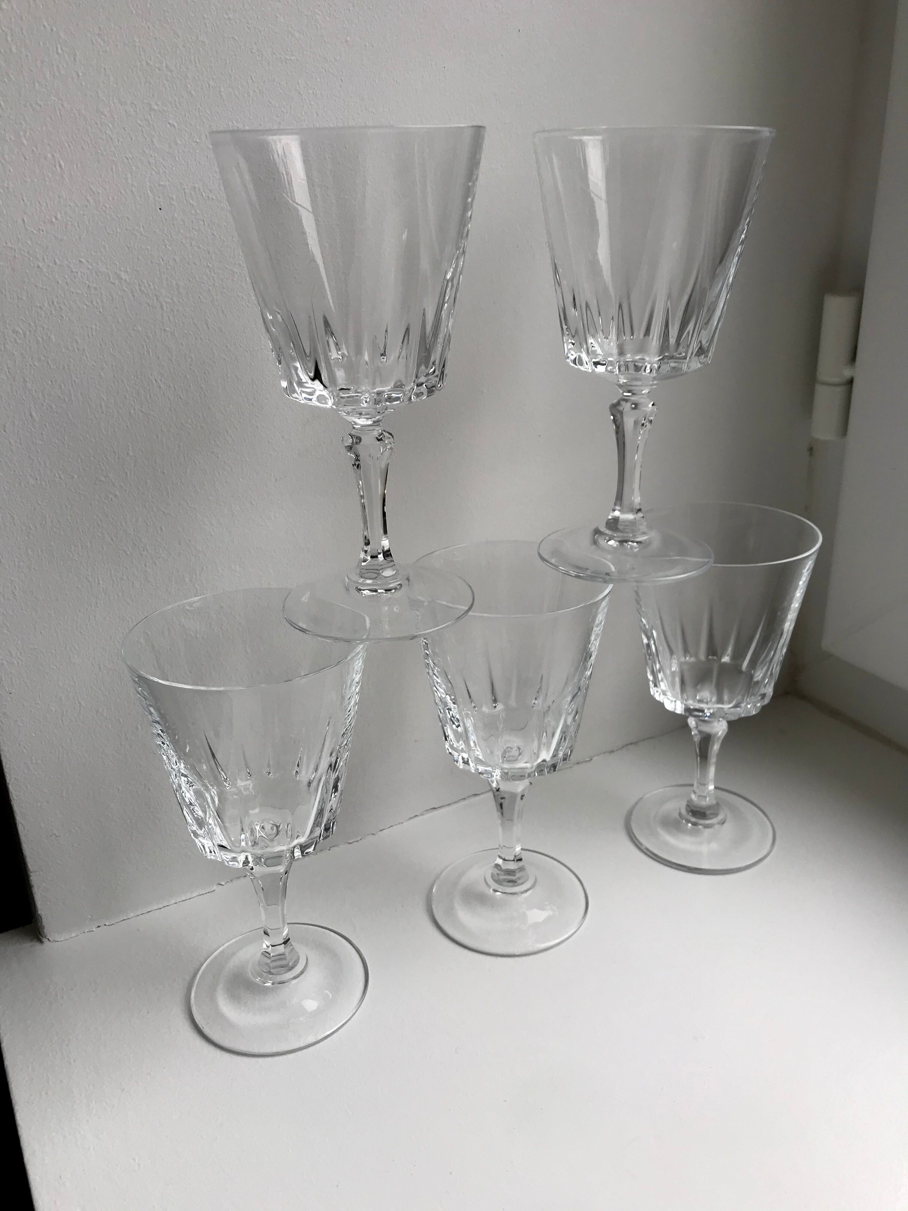 Set of 5 crystal wine glasses 50-60s
