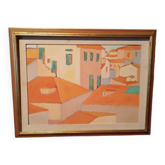 oil painting on hardboard view of Florence signed Migliorini