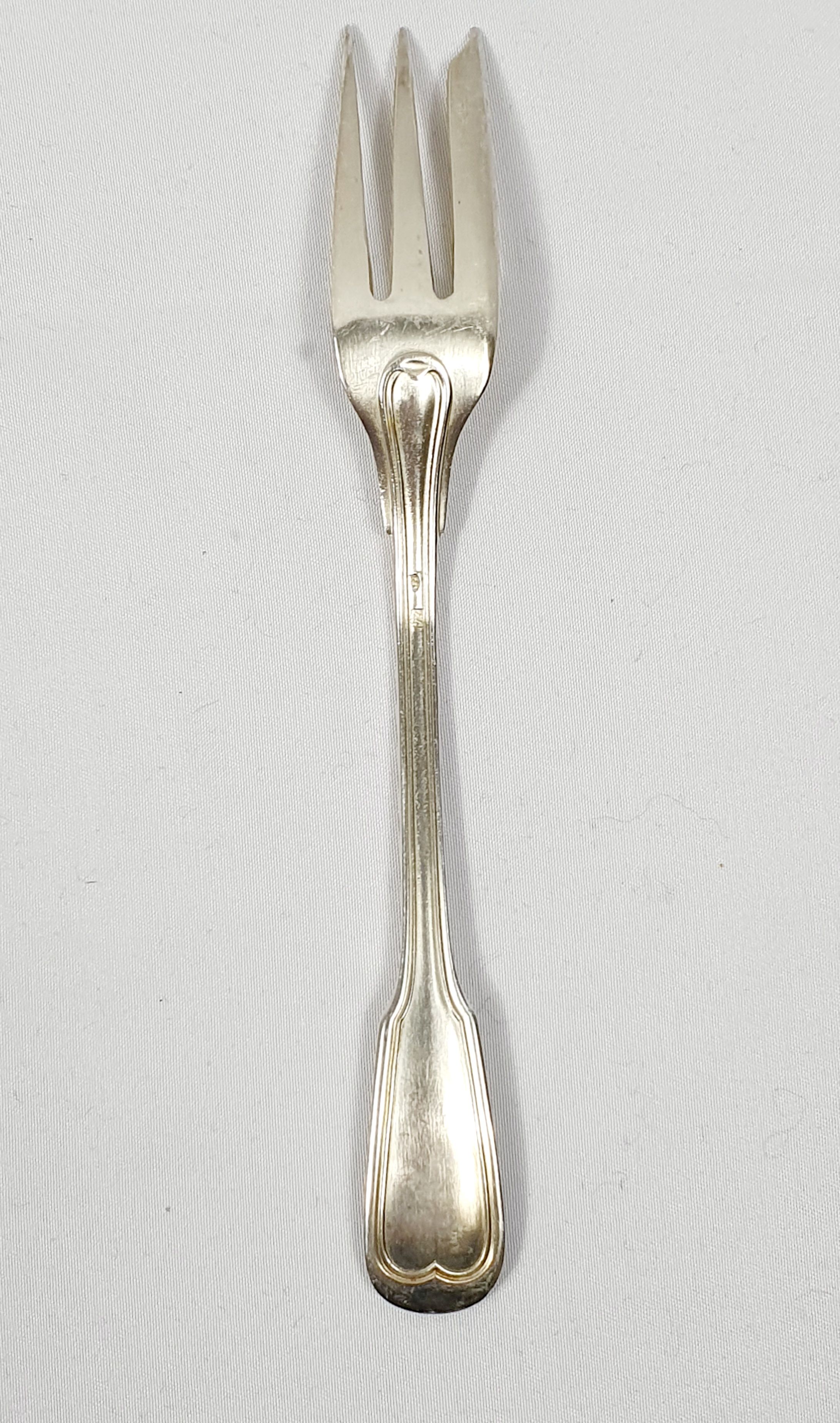 11 dessert forks Silver plated Christofle cakes 24 g vintage antique 1844 - 1935