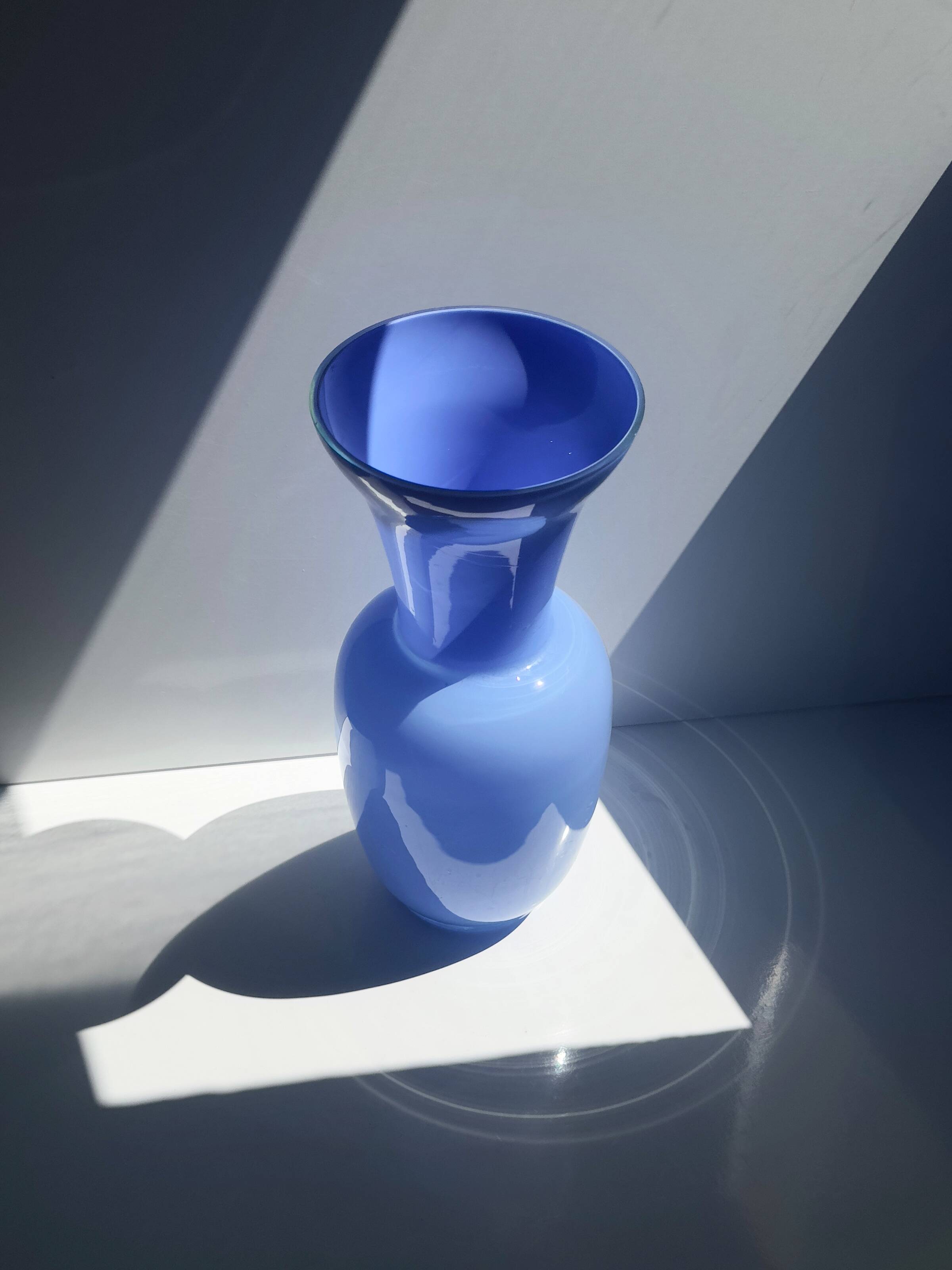 Vintage Italian opal glass vase in blue
