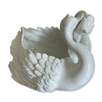 Cache pot céramique blanche cygnes