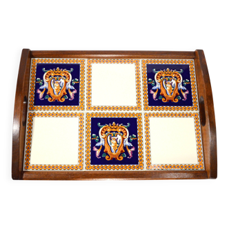 Service plate in Gien earthenware, Renaissance decoration, France