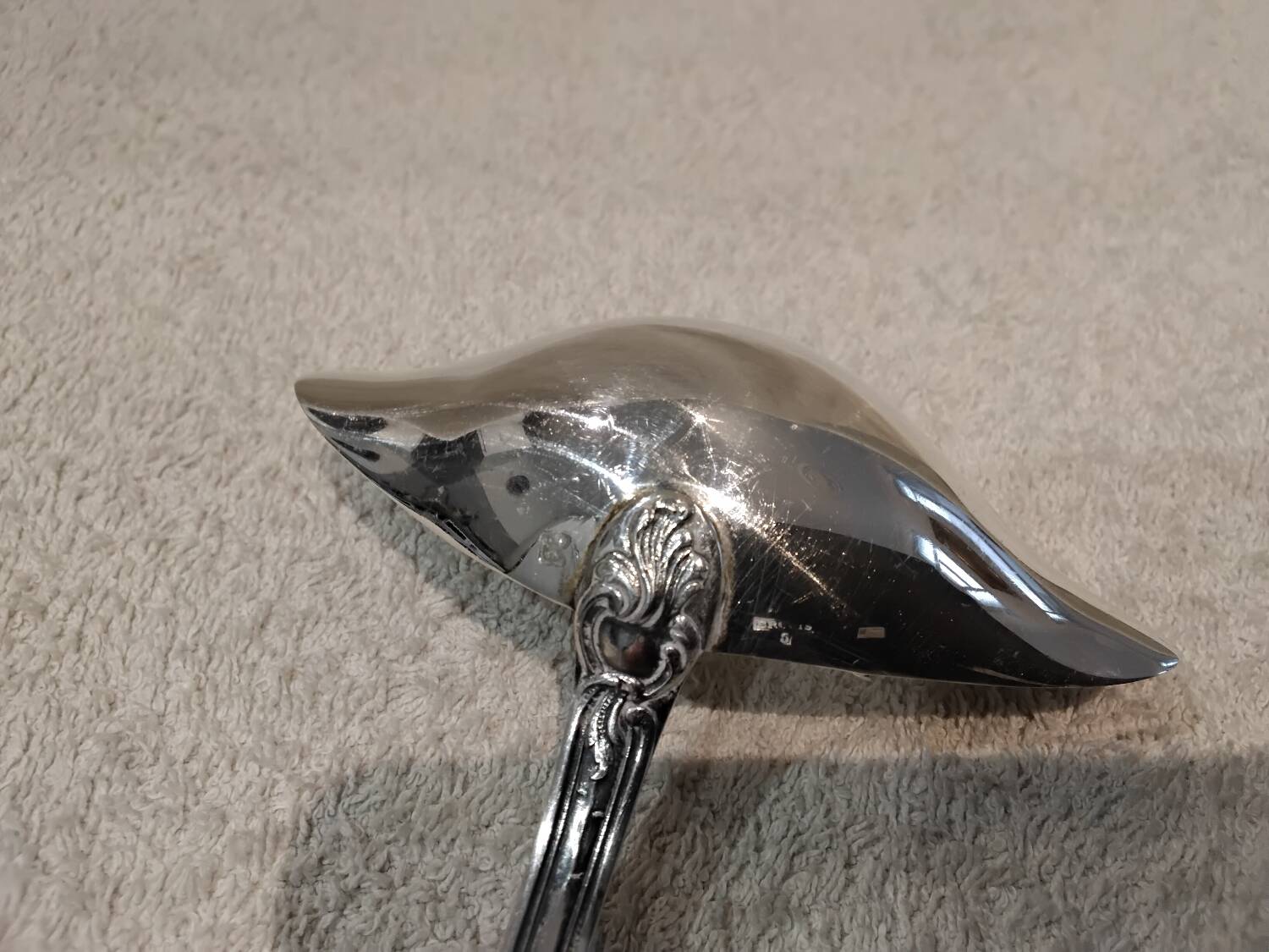 Silver-plated metal ladle for fat and lean meat, Ercuis silversmith, Louis XV, 29