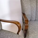 Set Of Two Armchairs In Floral Fabric & Dark Polished Wood, Danish Design From 1960s