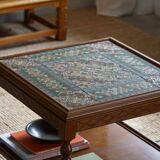 Modern Danish service table with turned spool legs and coloured tiles, 1950s.