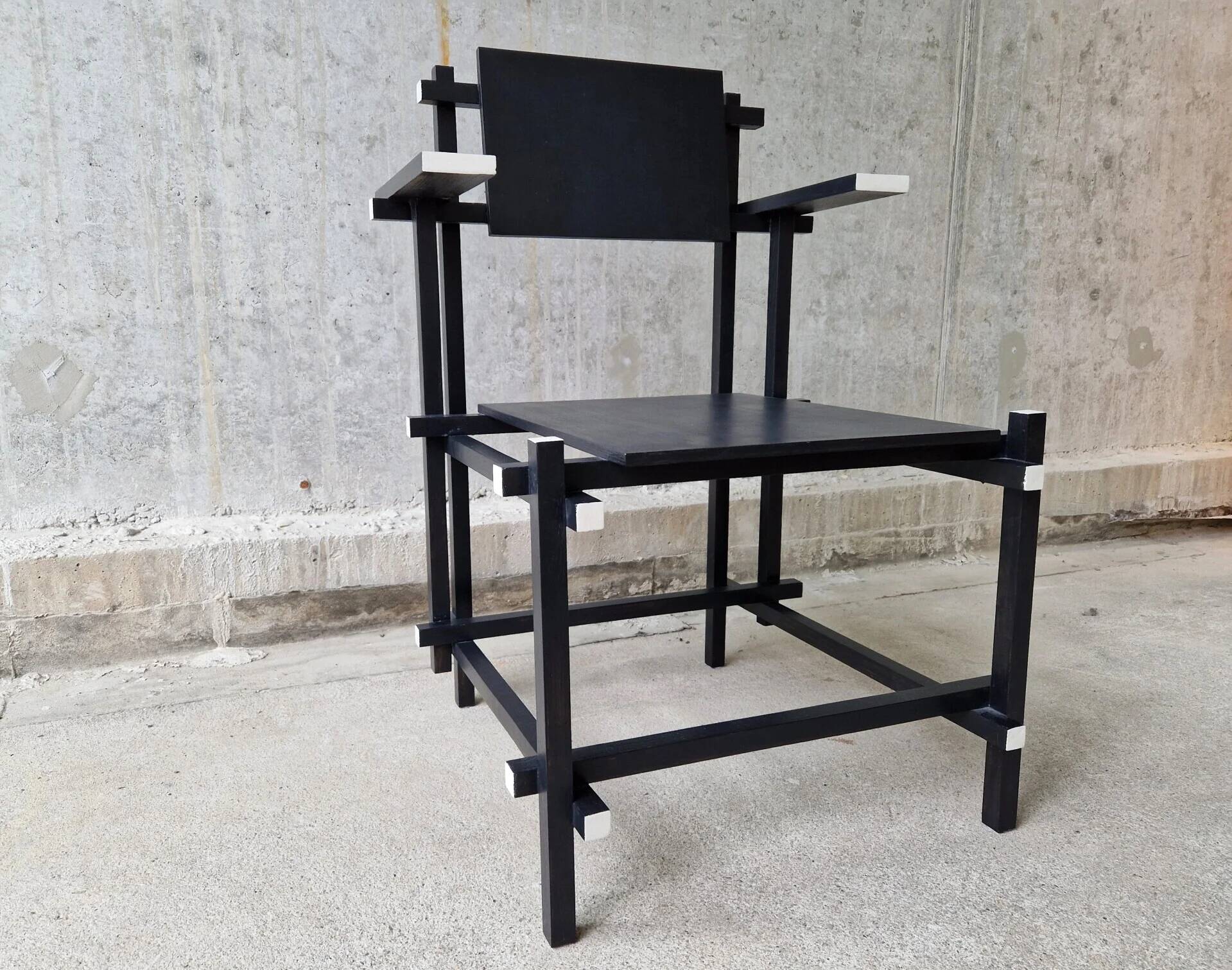 Vintage Gerrit Rietveld high chair replica, 1980s