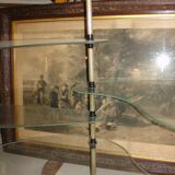 Glass, steel and bronze shelf, circa 1950