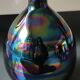 Murano Iridescent ball vase/With iridescent reflections. Mary line. Dim 20 x 10 cm