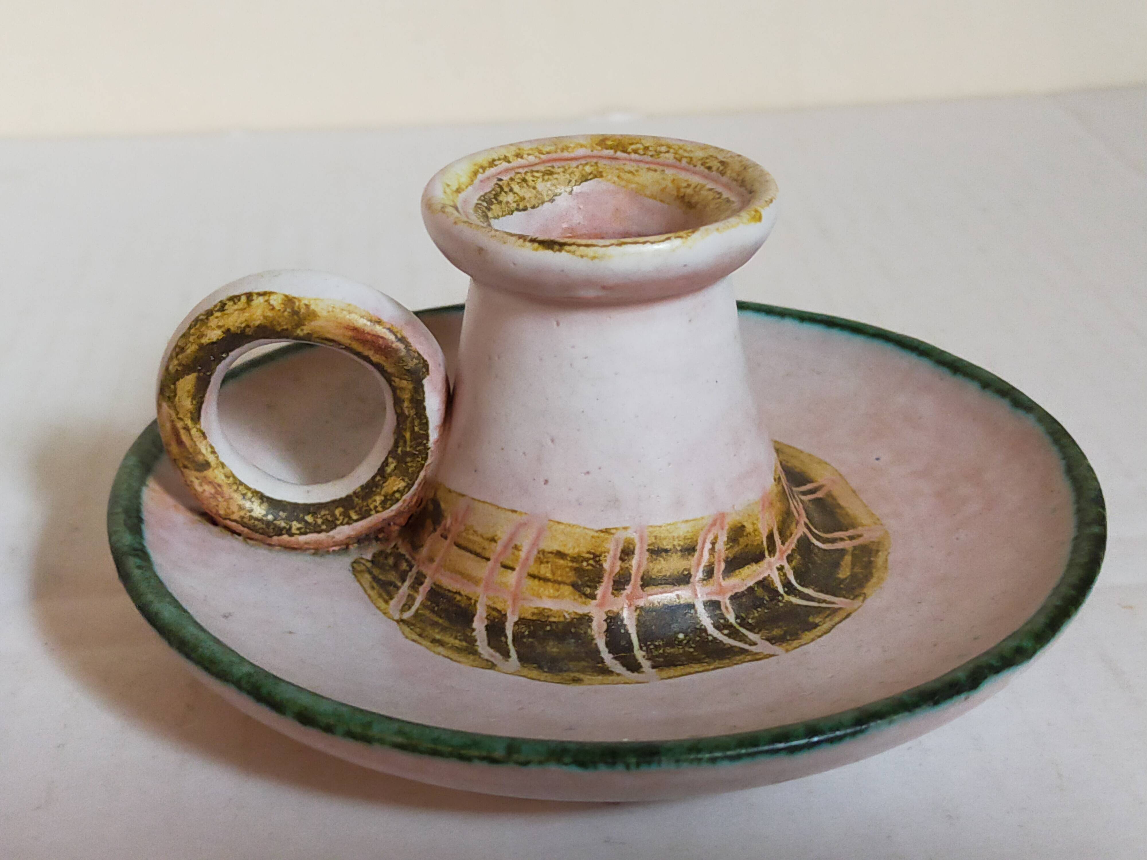 Duo of 50s ceramic hand candle holders
