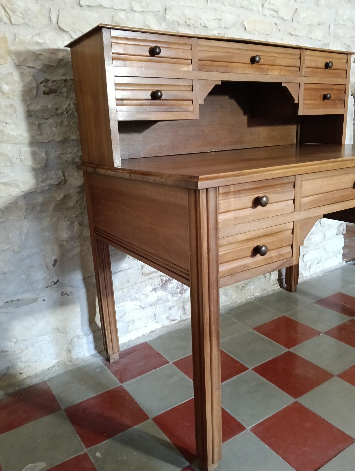 Solid walnut graduated desk
