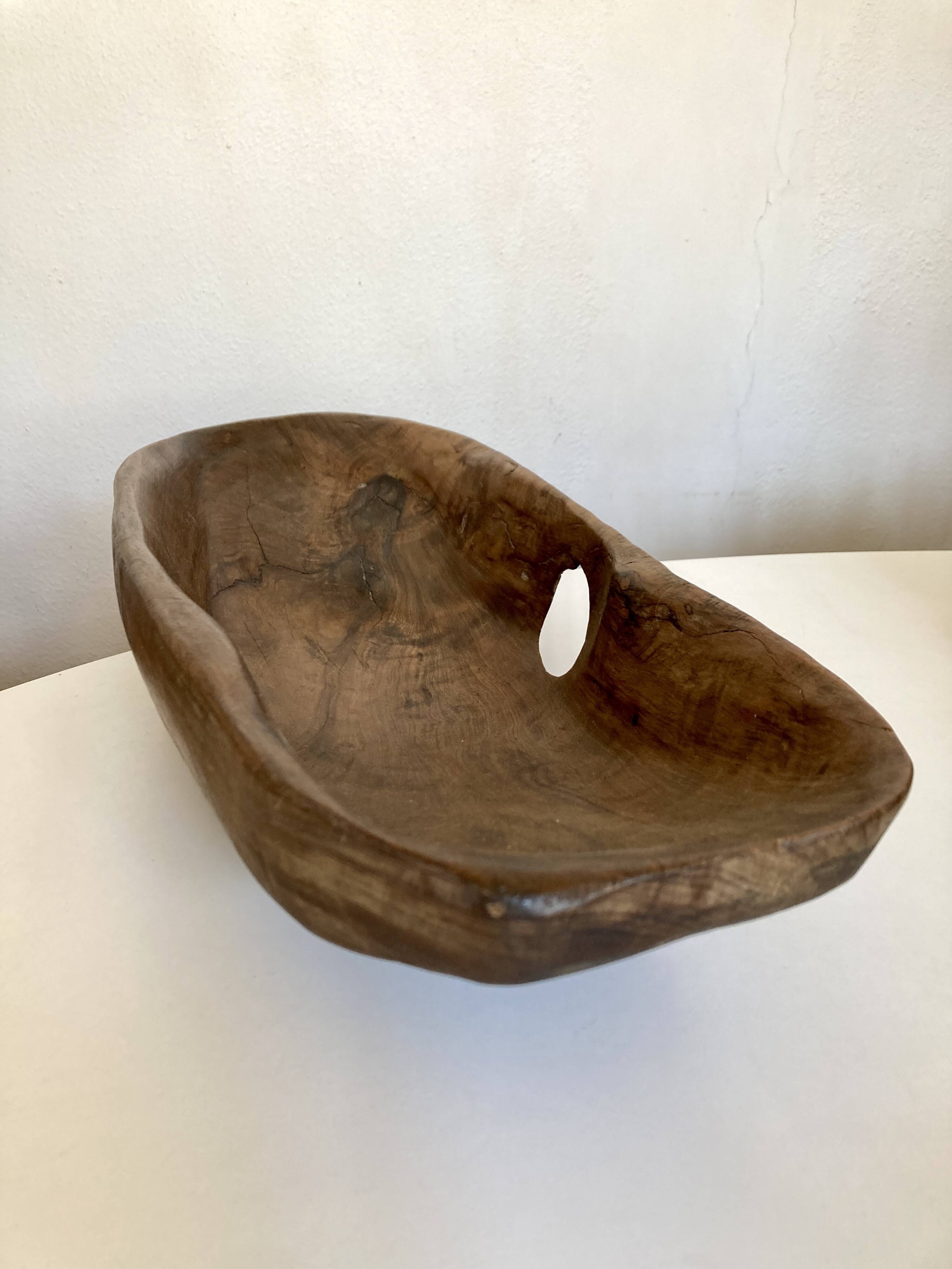 XXXL walnut wood carved centre table 1960 monoxyle
