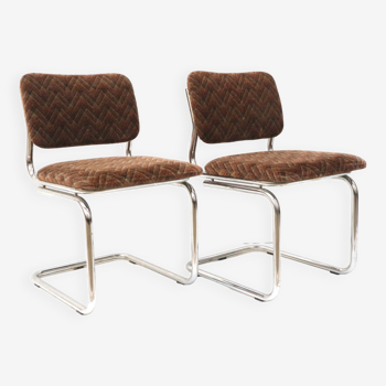 2x vintage tubular frame chairs made in the 1970s