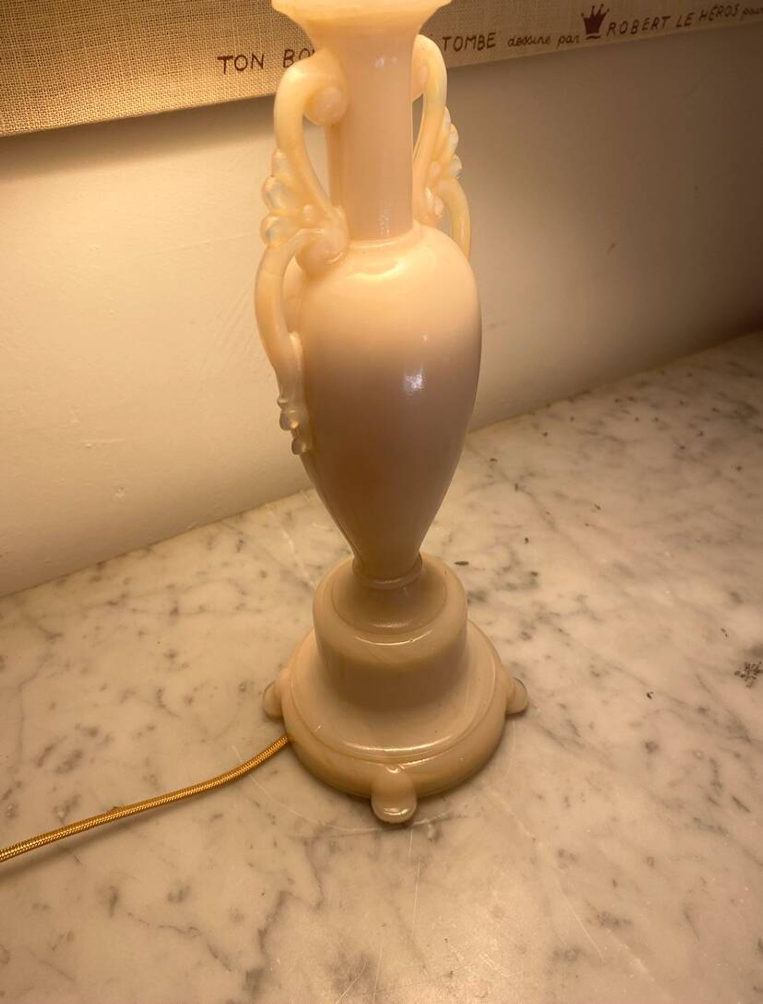 Glass lamp, 2M fabric cable, cotton lampshade