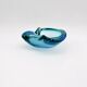 Flavio Poli Seguso Sommerso Emerald Green Blue Vintage 60s Ashtray