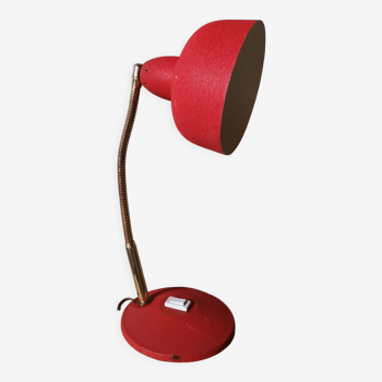 Articulated vintage metal red desk lamp