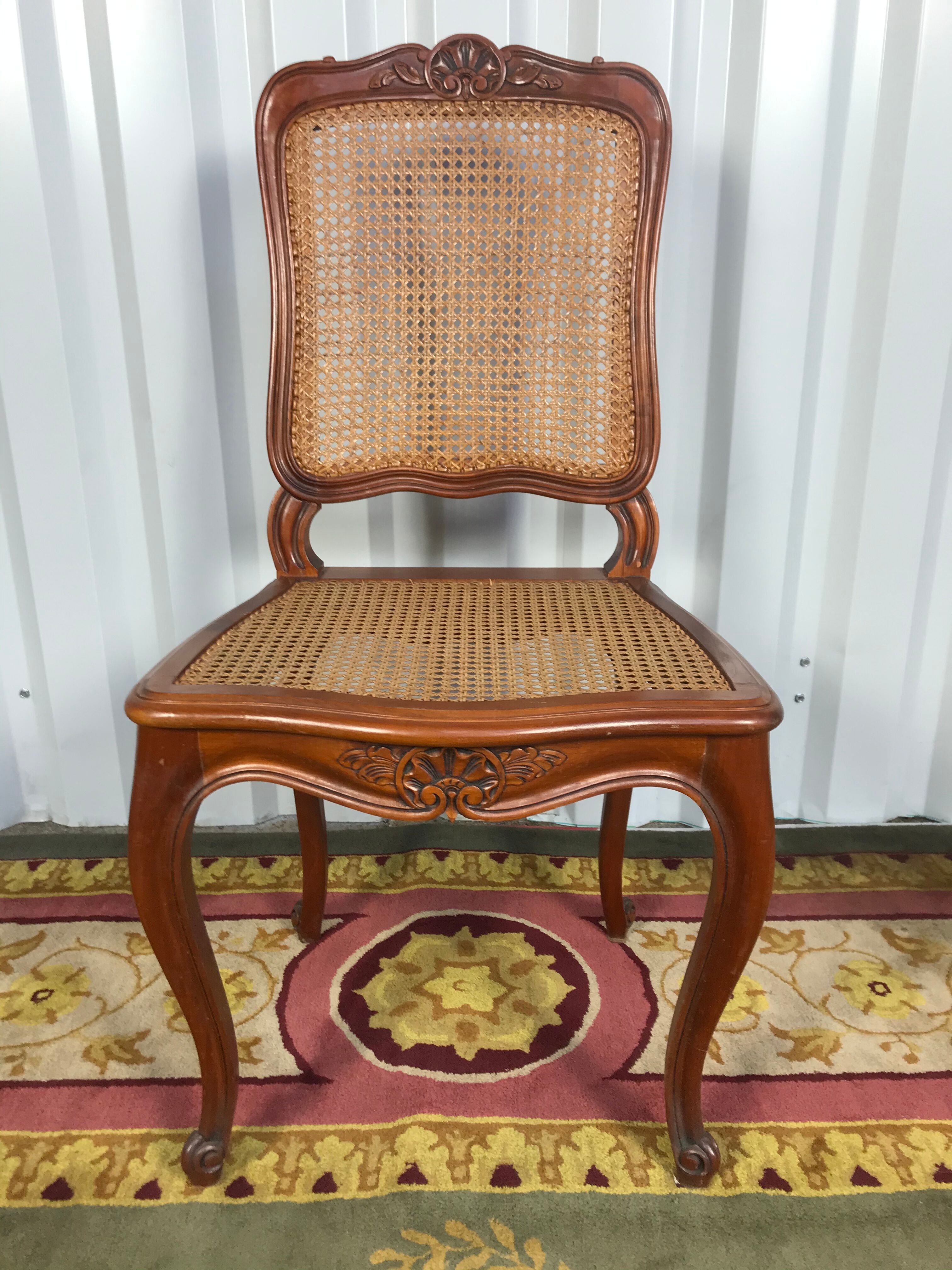 6 Louis XV cherry and canning chairs