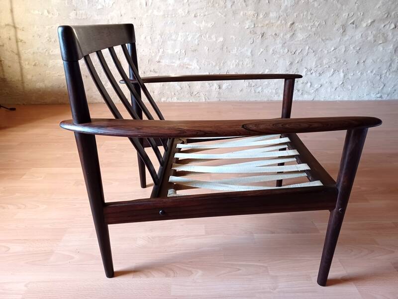 Pair of Danish Grete Jalk armchairs model Poul Jeppesen 56 in rosewood Denmark.
