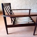Pair of Danish Grete Jalk armchairs model Poul Jeppesen 56 in rosewood Denmark.