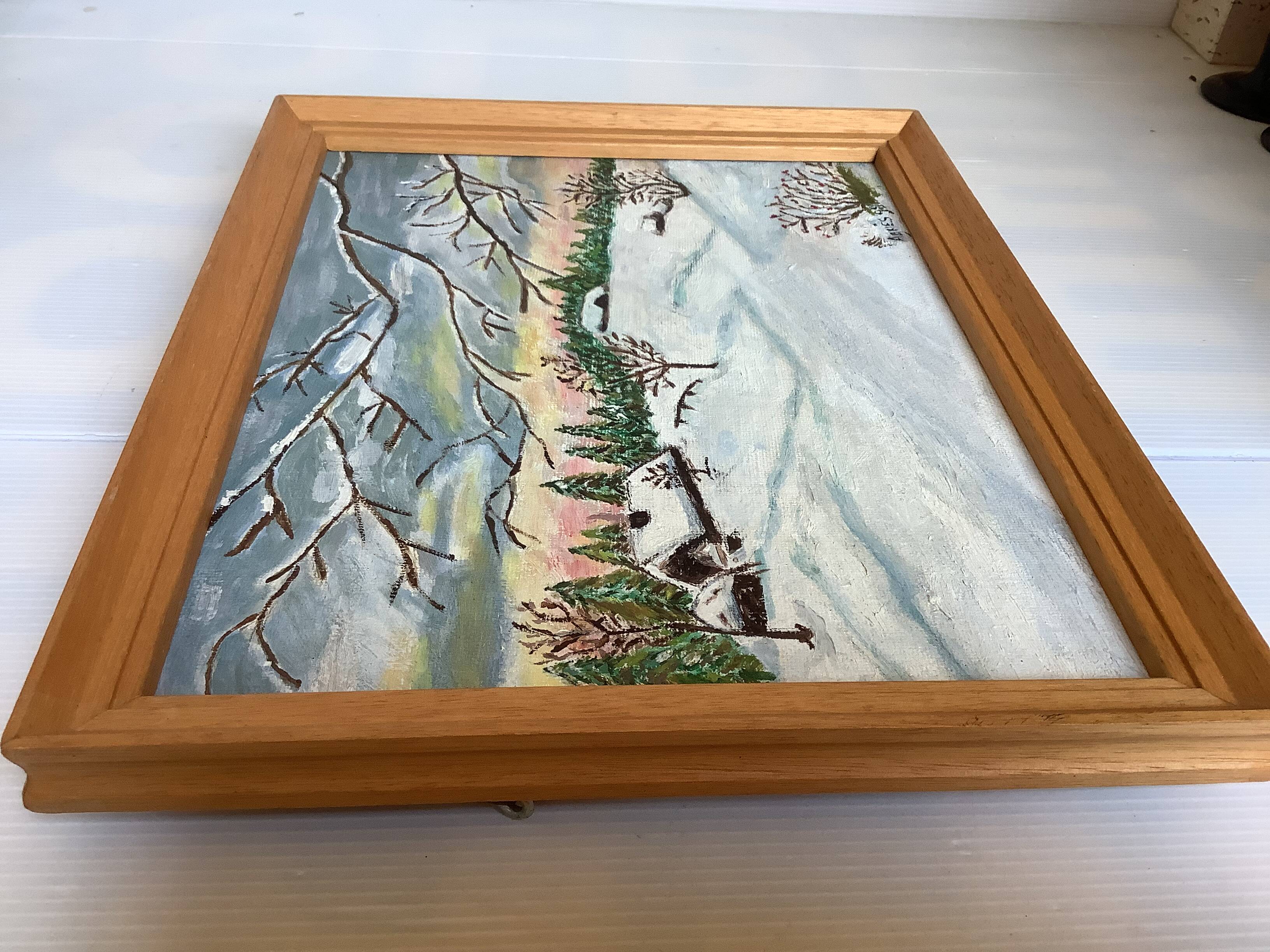Winter landscape under snow oil on canvas signed