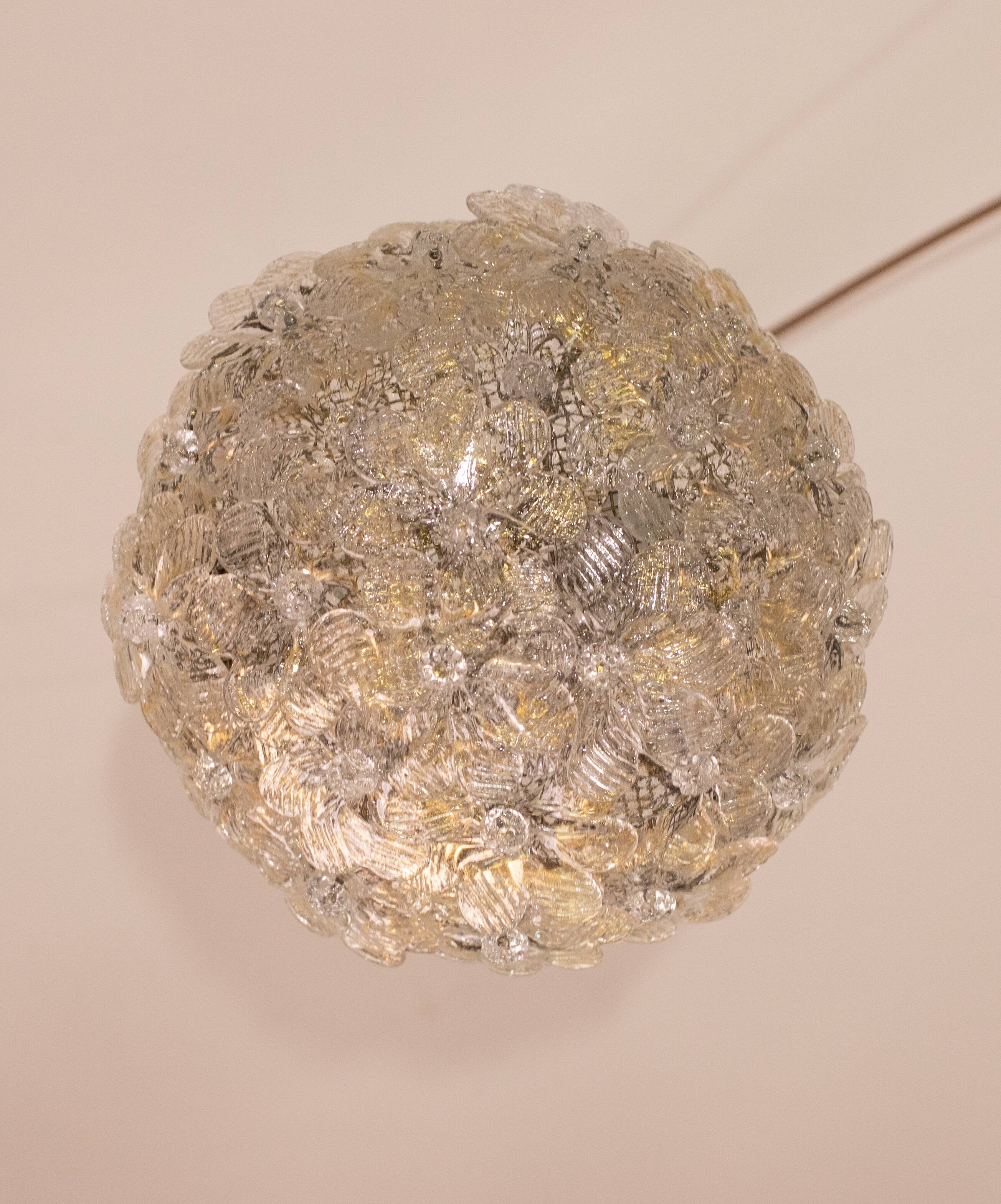 Murano Ceiling Light Flower by Seguso for Venini, Italy, 1960s